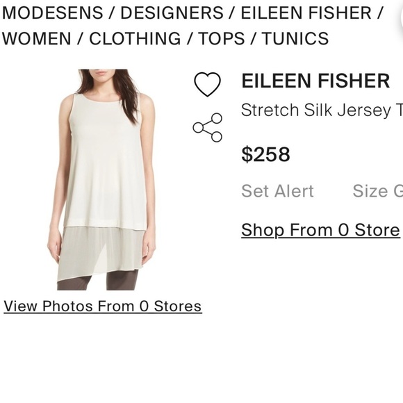 Eileen Fisher Cream Silk Jersey & Chiffon Tunic Top - Picture 2 of 10